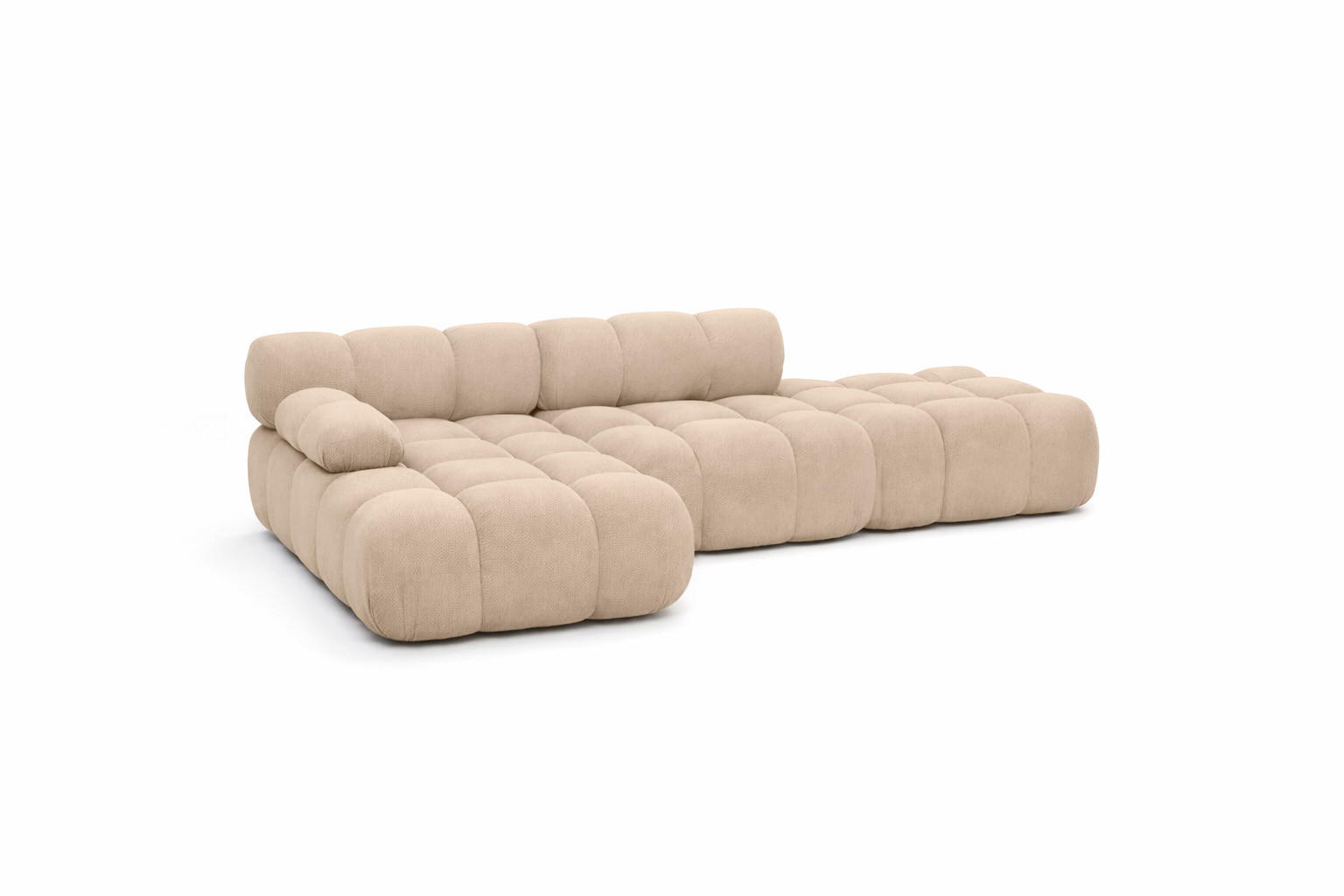 ECKSOFA L-Form Modular Mit Hocker, Veloursstoff Salvador, Beige, Links, Selia - Beige, Holz (285/160cm) - Kaiser Möbel