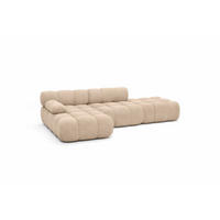 ECKSOFA L-Form Modular Mit Hocker, Veloursstoff Salvador, Beige, Links, Selia - Beige, Holz (285/160cm) - Kaiser Möbel