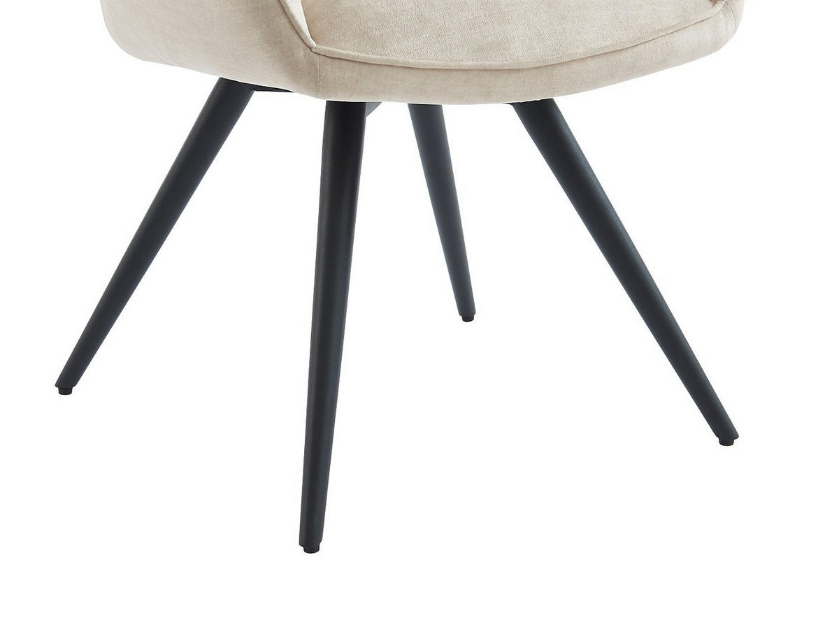 DREHSTUHL mit Armlehnen 2er-Set - Stoff & schwarzes Metall - Beige - GULSUN - Beige, Textil (60/86/66cm) - Vente-Unique