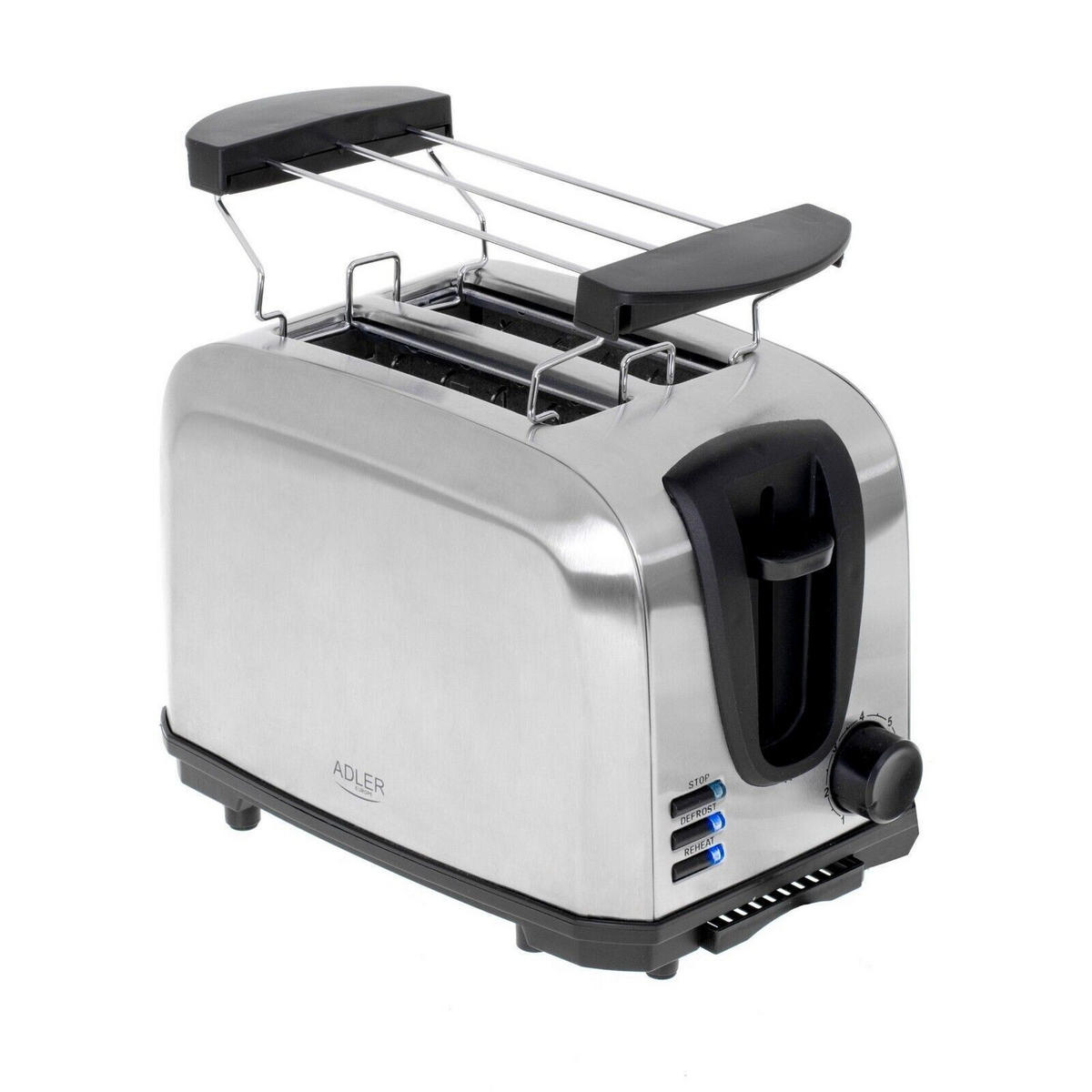 TOASTER AD3222 Silber mit Brötchenaufsatz - Silberfarben, Kunststoff/Metall (29/23/21cm) - Adler