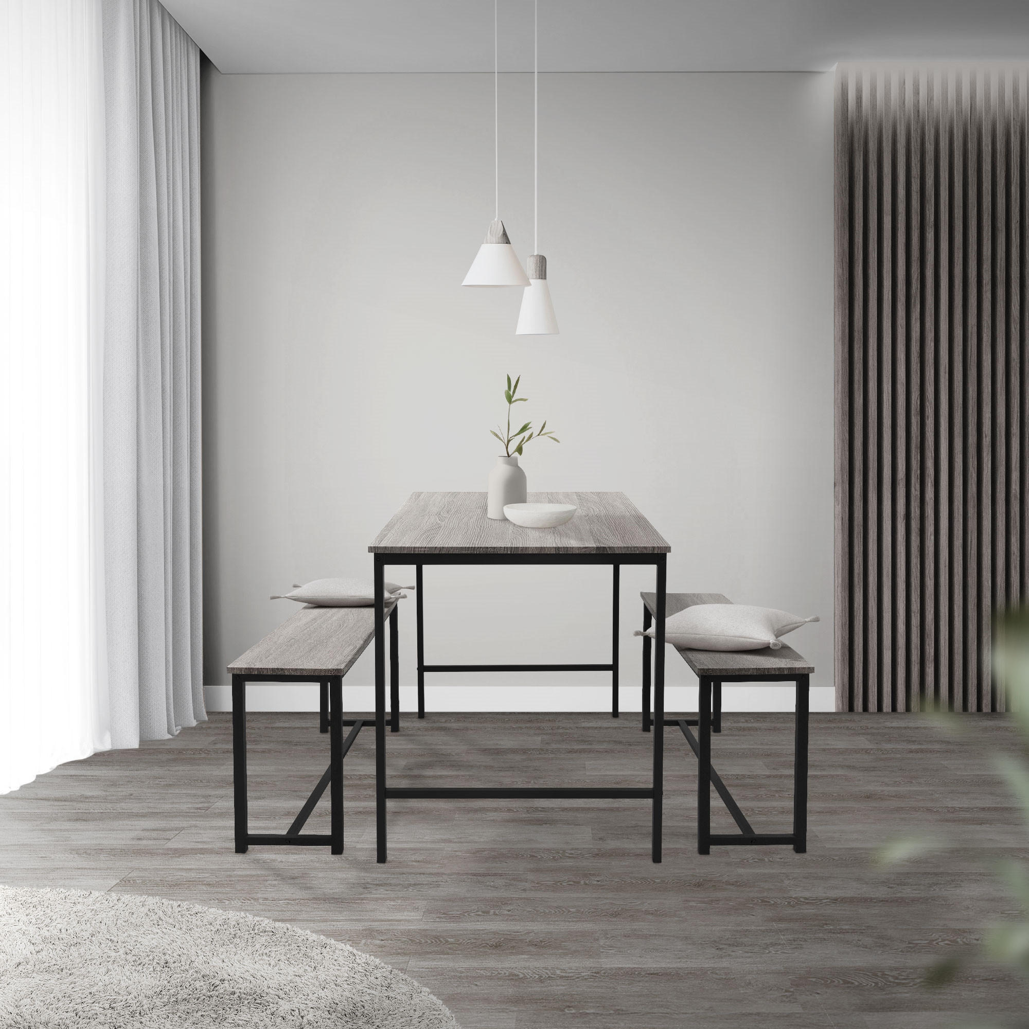 Thumbnail - Ml-Design Esstisch, Grau, Holzwerkstoff, 107x75x67 cm, Esszimmer, Bänke, Tisch- & Eckbankgruppen
