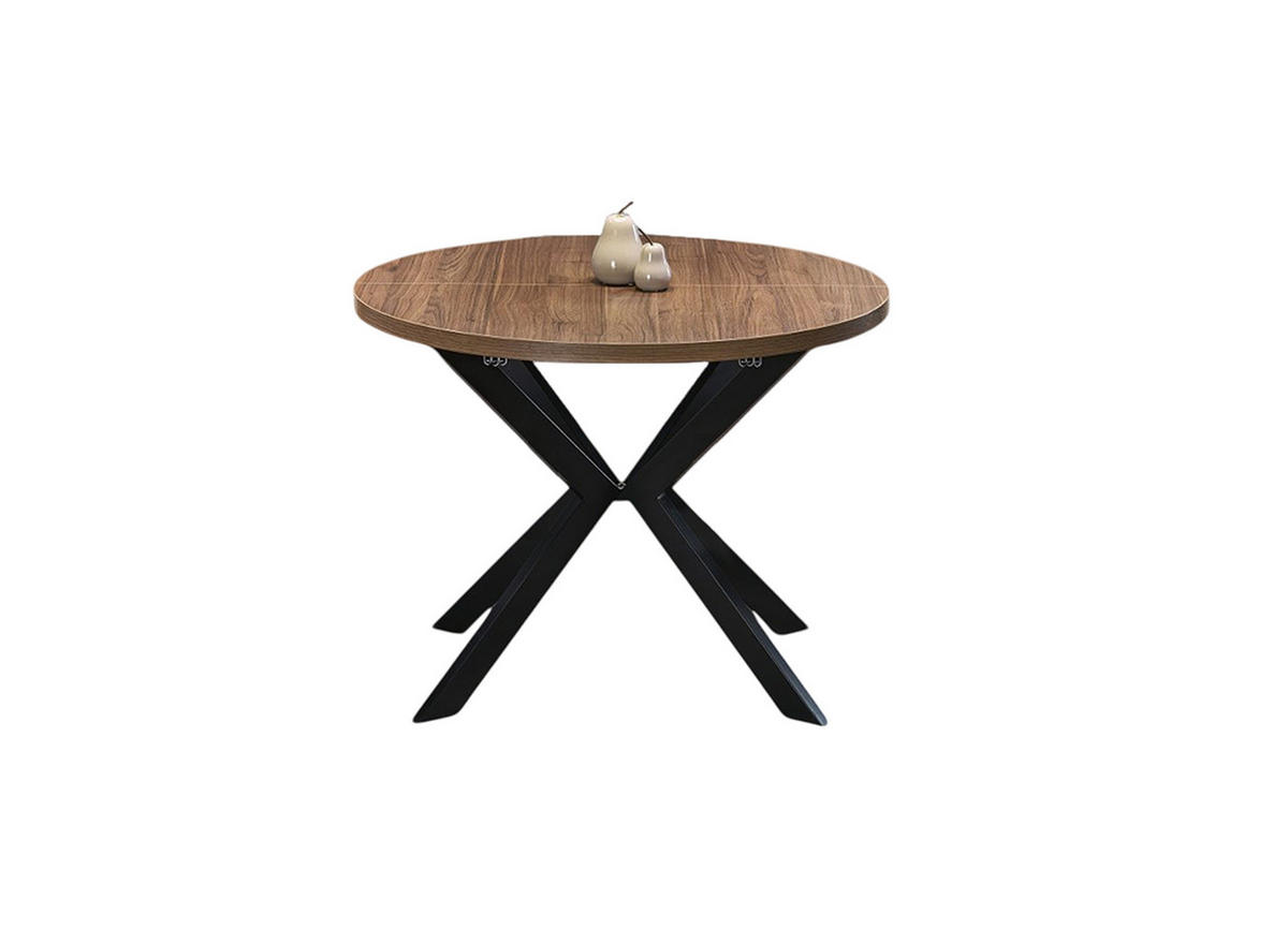 ESSTISCH rund ausziehabar Nussbaum - Schwarz 100x75 cm - Schwarz, Holzwerkstoff (100/100/75cm) - designimpex