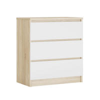 KOMMODE 3 Schubladen, Farbe: Sonoma-Eiche / Mattweiß, 78 x 70 x 39 cm - Weiß/Sonoma Eiche, Holzwerkstoff (70/78/39cm) - 3XE LIVING