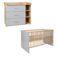 BABYZIMMER SET Elina 2-tlg. - Eichefarben/Silberfarben, Holzwerkstoff/Kunststoff (1/1/1cm) - arthur berndt
