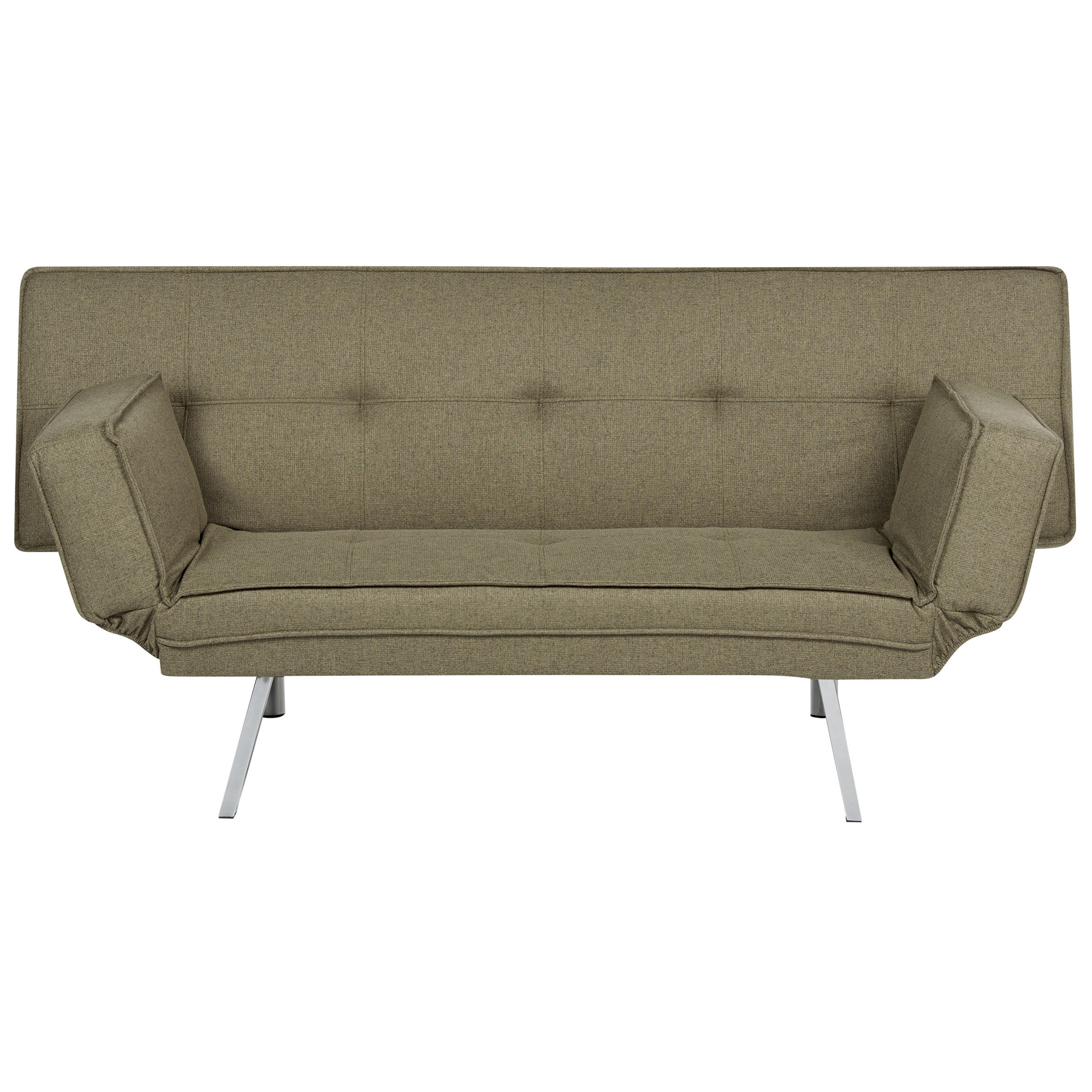 3-SITZER-SCHLAFSOFA Leinenoptik olivgrün/silber Bristol - Silberfarben/Grün, Textil (180/84/93cm) - Beliani
