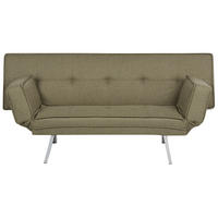 3-SITZER-SCHLAFSOFA Leinenoptik olivgrün/silber Bristol - Silberfarben/Grün, Textil (180/84/93cm) - Beliani