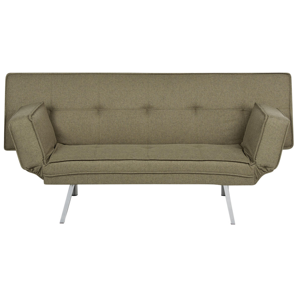 3-SITZER-SCHLAFSOFA Leinenoptik olivgrün/silber Bristol - Silberfarben/Grün, Textil (180/84/93cm) - Beliani