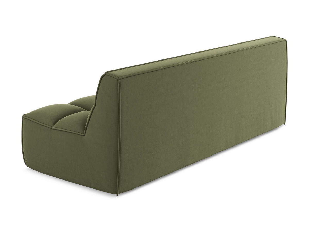 3-SITZER SOFA Samt Stoff Grün - Schwarz/Olivgrün, Kunststoff/Textil (210/75/93cm) - Makamii