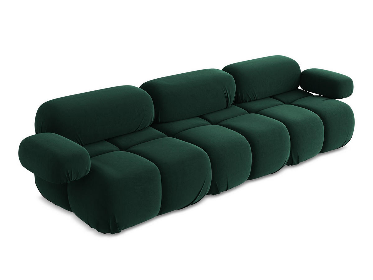 3-SITZER SOFA Samt Stoff Grün - Blau/Dunkelgrün, Kunststoff/Textil (285/70/96cm) - Makamii