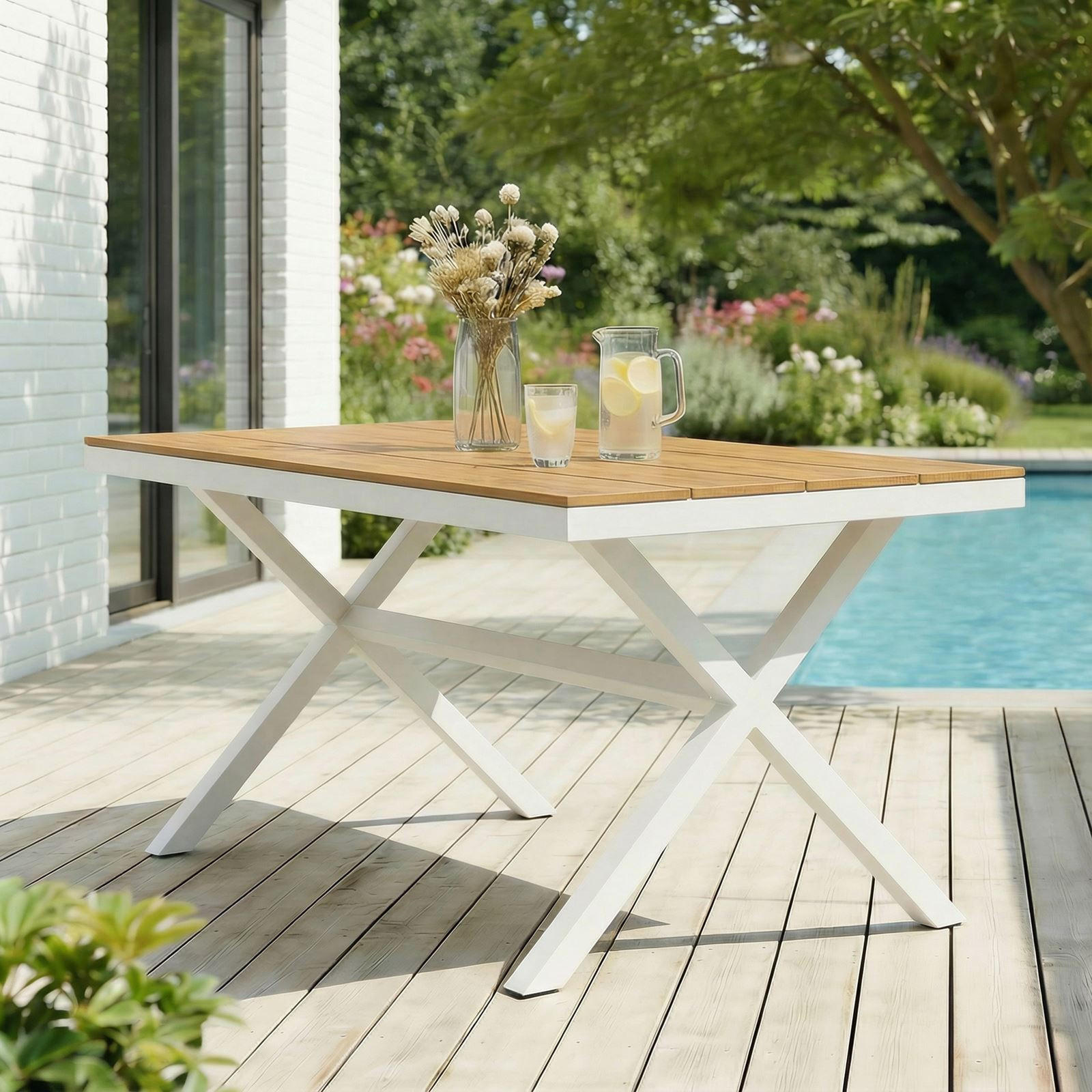 GARTENTISCH WINDY - Weiß, Metall (90/150/76cm) - IDIMEX