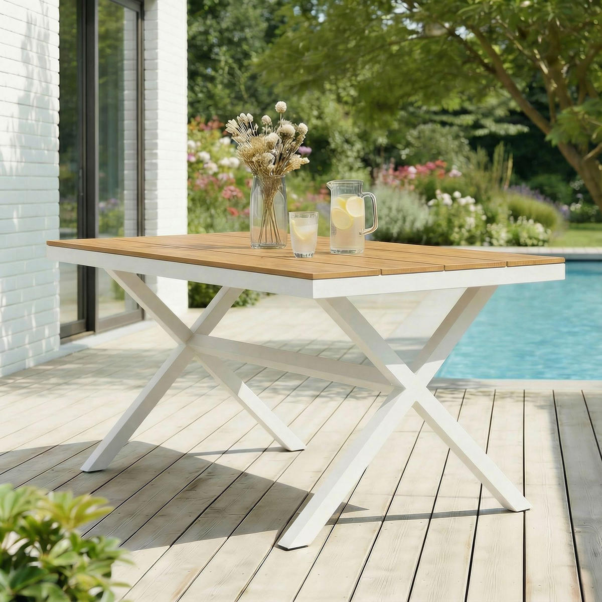 GARTENTISCH WINDY - Weiß, Metall (90/150/76cm) - IDIMEX