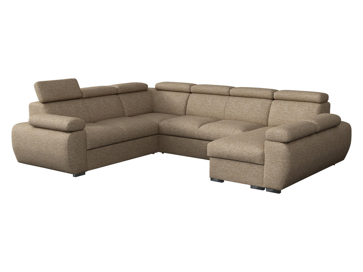 WOHNLANDSCHAFT Boston U, Seite: Rechts - 2R+R+2P+LC - Chromfarben/Beige, Holz/Textil (325/98/260cm) - MIRJAN24