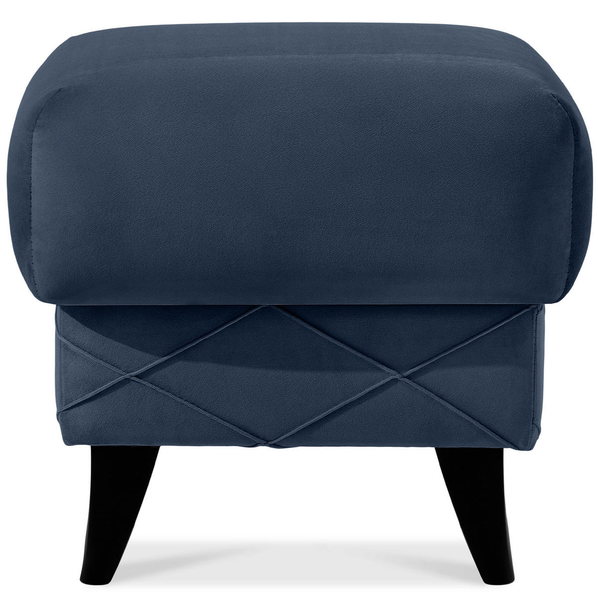 HOCKER GUSTAVO III Fußstütze, Velours, Dunkelblau - Dunkelblau, Holz/Holzwerkstoff (53/49/53cm) - KONSIMO®