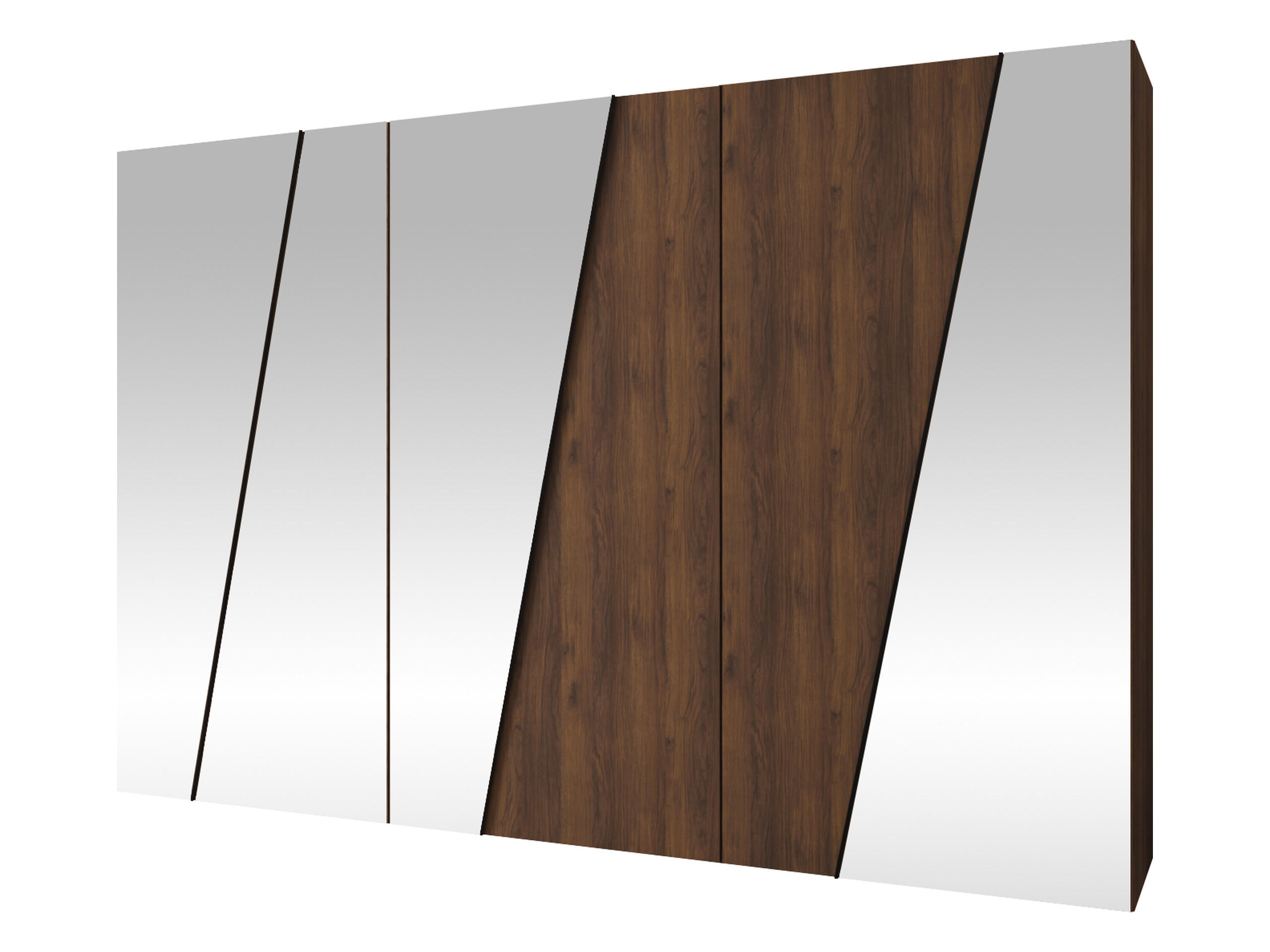 DREHTÜRENSCHRANK Zen 4L 300 cm - Nussbaumfarben/Schwarz, Holzwerkstoff/Kunststoff (300/202/50cm) - MIRJAN24