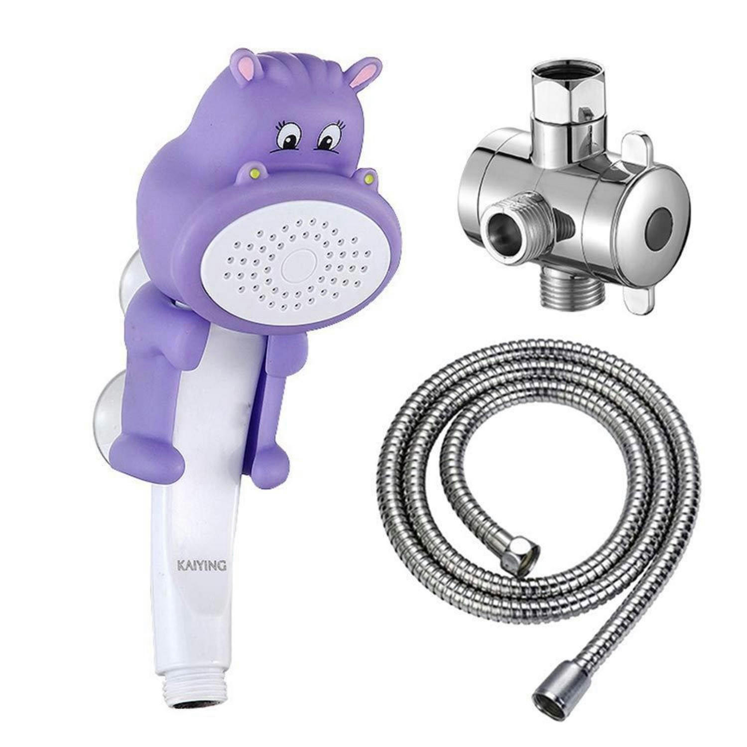DUSCHKOPF-SET Nilpferd Violett 3-teiliges Set - Lila, Kunststoff (9.5/12.7/22cm)