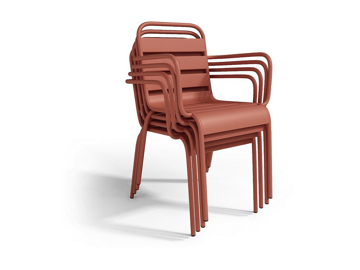 GARTENESSGRUPPE im Set - 8 -Sitzer - Stahl - terracotta - MIRMANDE - Braun, Metall - Vente-Unique