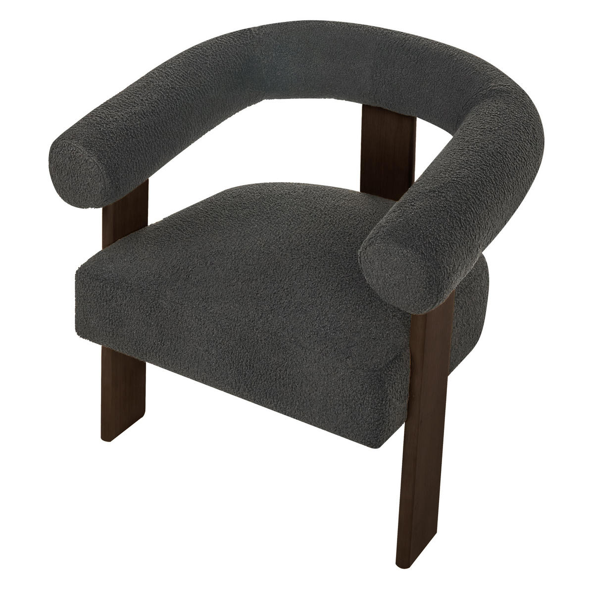 SESSEL Bouclé Schwarz/Dunkelbraun Ilbro - Schwarz, Textil (77/76/68cm) - Beliani