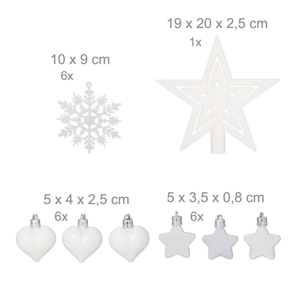 WEIHNACHTSKUGELN Weiß 101er-Set - Weiß, Kunststoff (20/19/2.5cm) - Relaxdays