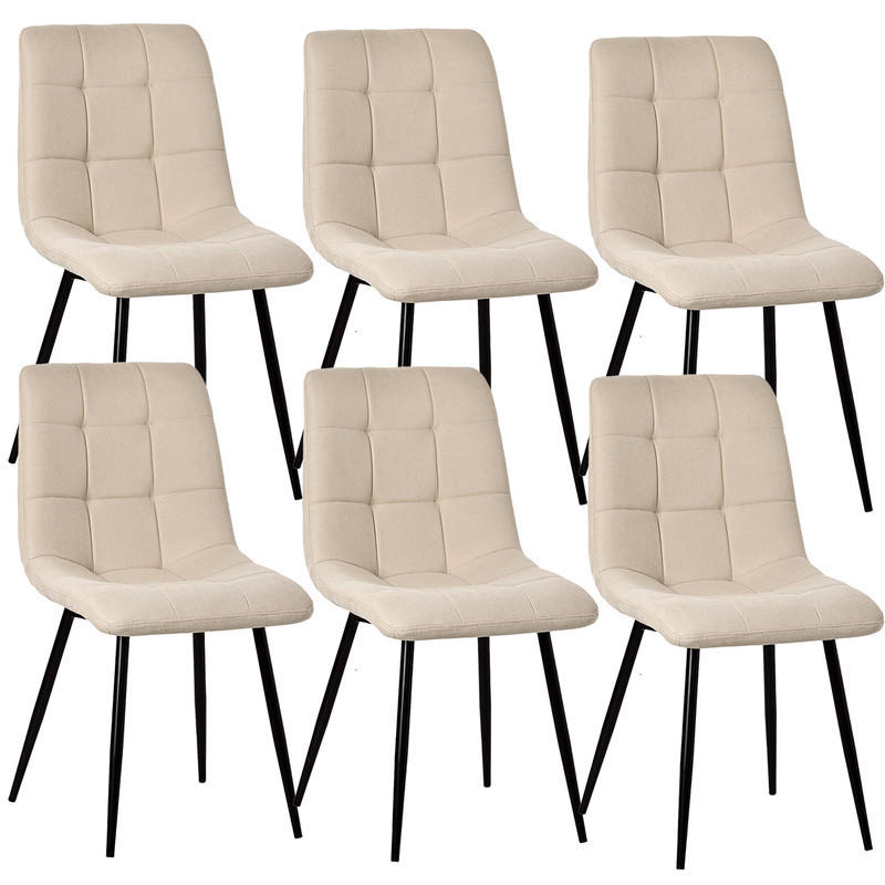 STUHL-SET 6 Stück Stoff-YZ6 - Beige, Textil (48/89/61cm) - HOMAVO