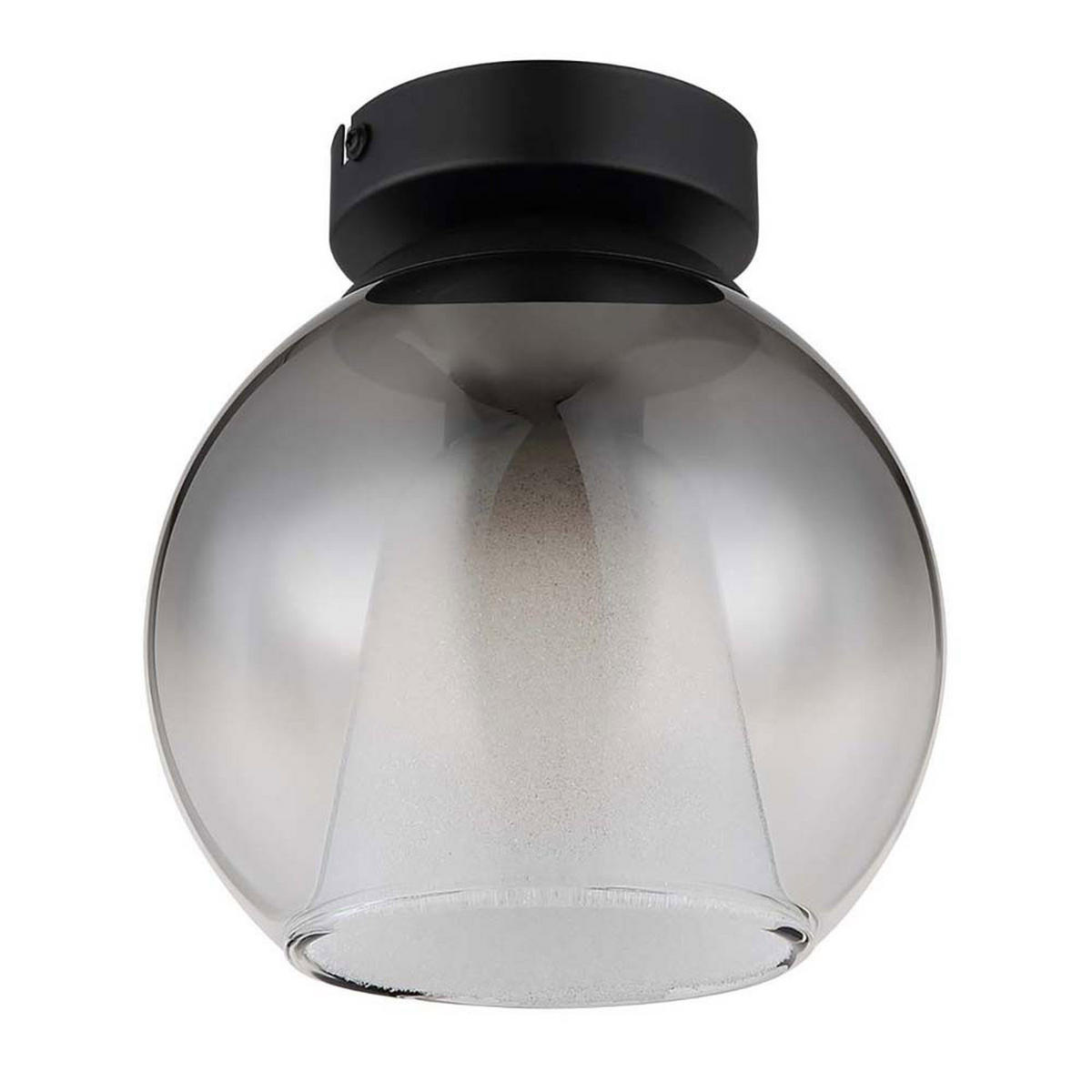 LED DECKENLEUCHTE Rauchglas Grau Schwarz - Schwarz, Glas (18/18/19cm) - Globo Lighting