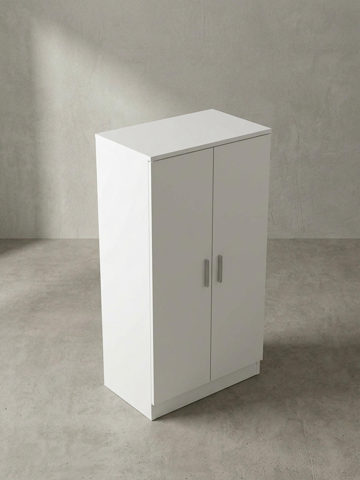 SCHUHSCHRANK – Weiß, für ca. 14 Paar Schuhe, 2 Türen, 2 Schubladen - Weiß, Holz (55/108/35cm) - KADIMA DESIGN