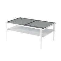 COUCHTISCH DE-37414 rechteckig mit Glasplatte und Metallbeinen Weiß - Weiß/Grau, Holzwerkstoff (97.5/61.5/45cm) - ComfortXL