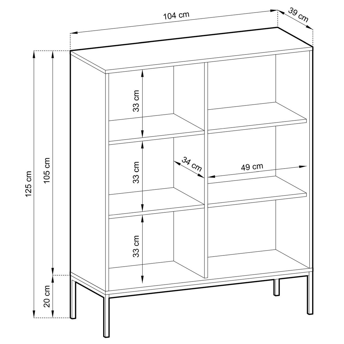VYSOKÁ komoda Vellore Dekor dub Vicenza s černou podnoží 104 cm - černá/béžová, kov/kompozitní dřevo (104/125/39cm) - Selsey