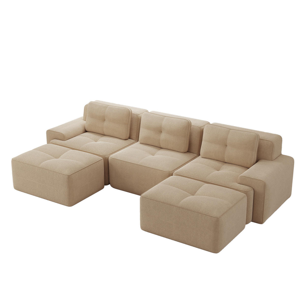 MODULARES Sofa aus Cord in Beige 293x177x69 cm mit 74 cm Sitztiefe und flexibler Anordnung - Beige, Textil (177/69/293cm) - IVMEU