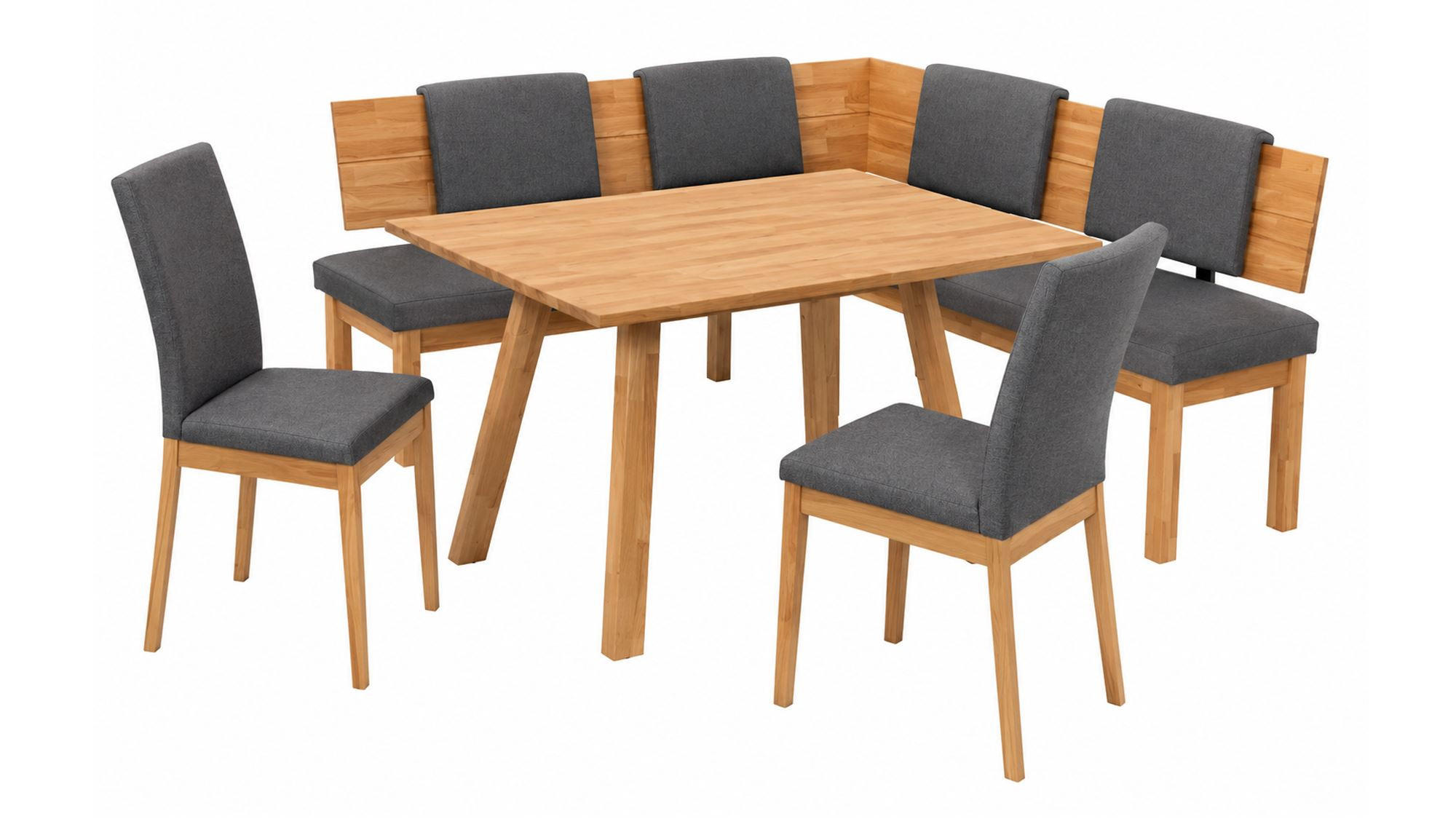 ECKBANKGRUPPE Modern Danny 2 für 7 Personen Massivholz Kernbuche/Grau - Kernbuche/Grau, Holz (194/85/155cm) - 58aufmkessel