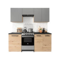 KÜCHENZEILE 200 cm – Nexa K24-G200 – in Woodline & Grau / Matt - Schwarz/Eiche Artisan, Holz/Metall (200/212/47cm) - ROYAL24_MARKT
