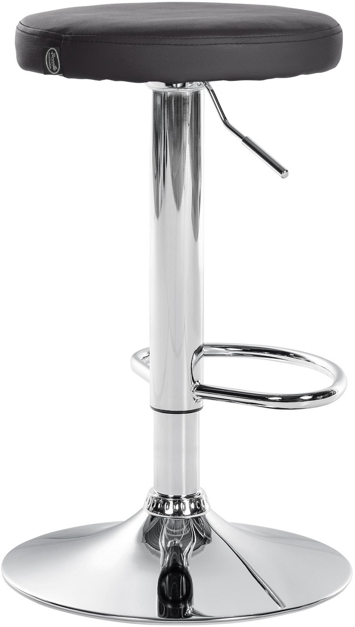 BARHOCKER Pontius Kunstleder chrom schwarz - Chromfarben/Schwarz, Kunststoff/Metall (38.5/81/38.5cm) - TPFLiving