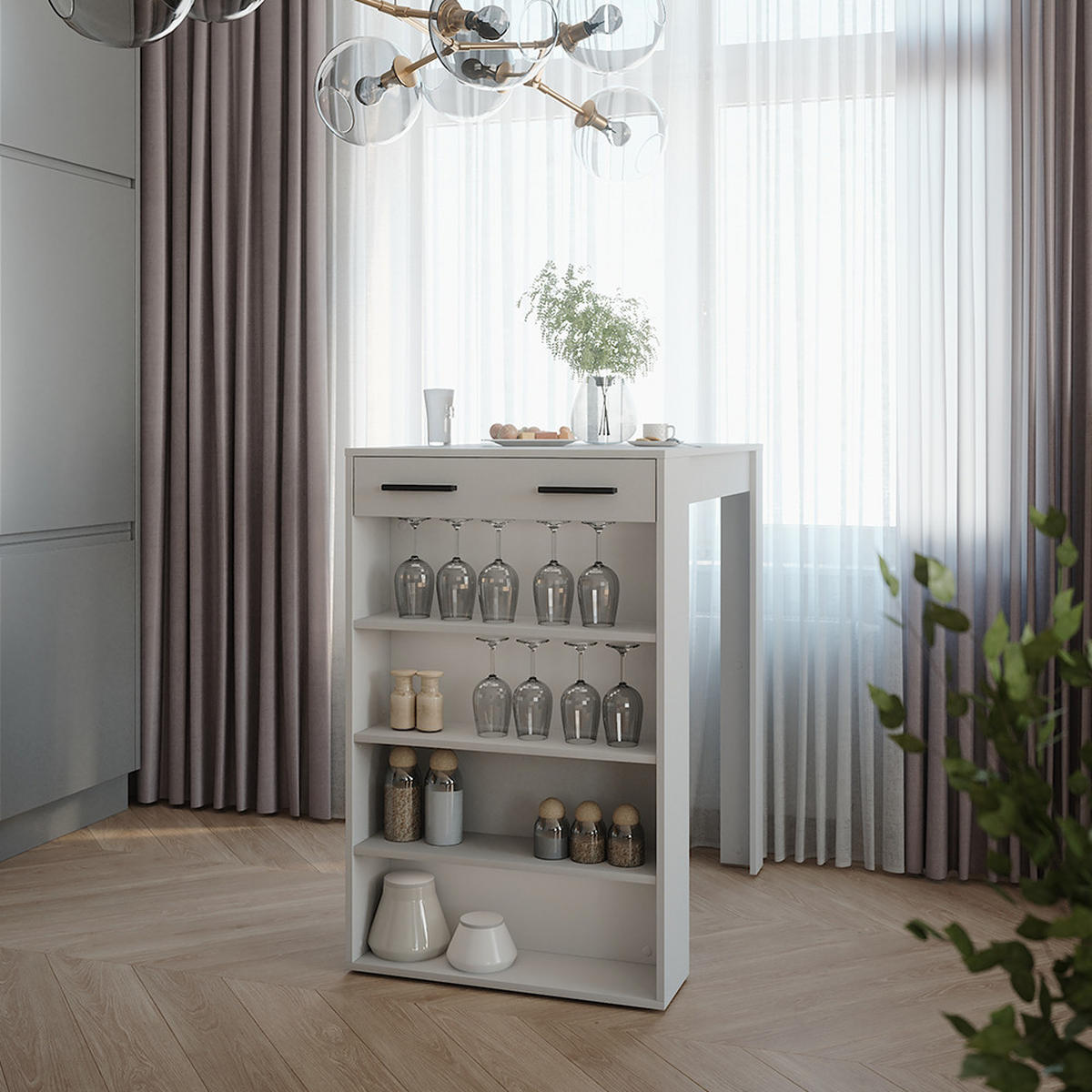 BAROVÝ STŮL Repose Bílá - bílá, kompozitní dřevo (100/67/106cm) - Vicco