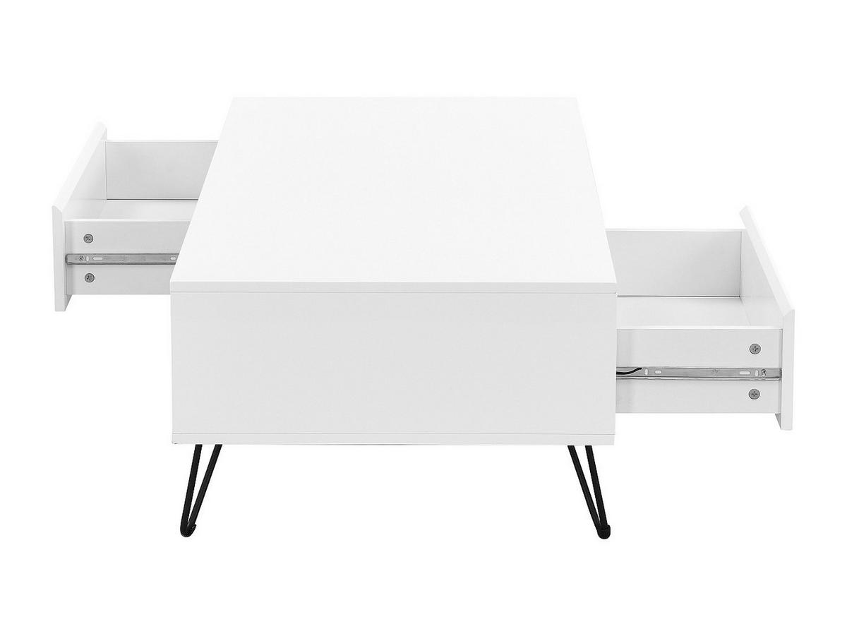 COUCHTISCH mit 2 Schubladen & 2 Ablagefächern - MDF & Stahl - Weiß & Schwarz - ABUJA - Weiß, Holz (60/120/38cm) - Pascal Morabito