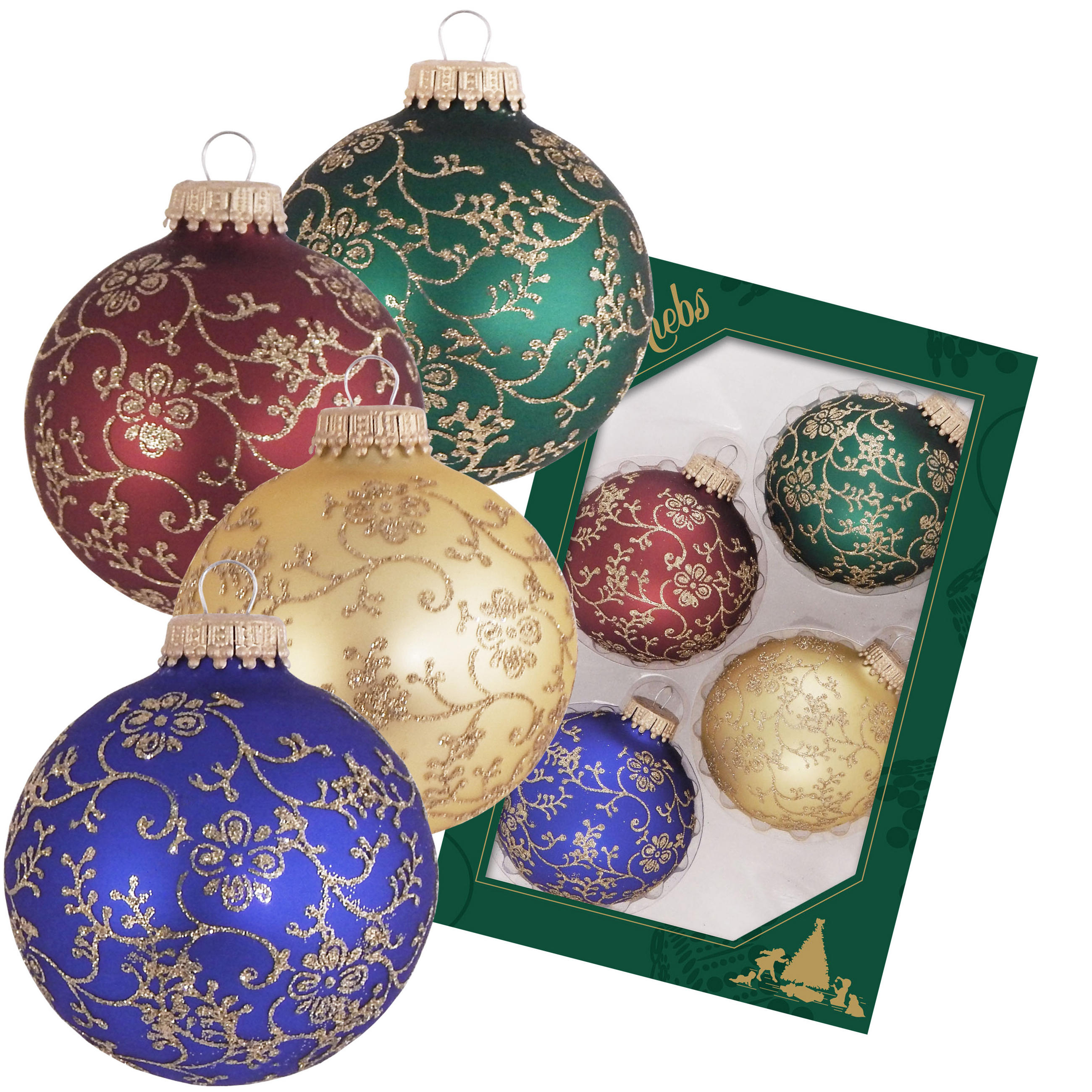 Krebs Glas Lauscha Christbaumkugeln Mehrfarbig 7x7x7 cm