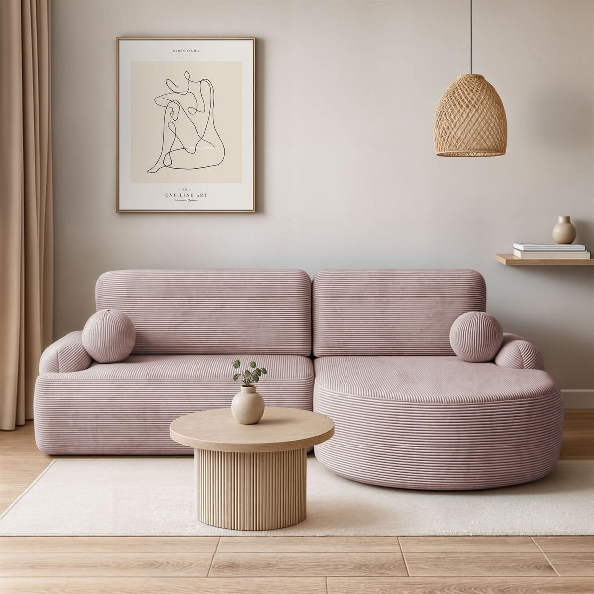 ECKSOFA CLEO II mit Schlaffunktion Version Rechte Poso 145 - Rosa, Textil (264/172cm) - Lookway