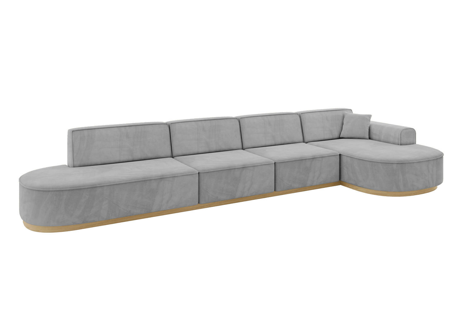 ECKSOFA Ottomane Rechts MARI-L3-v2 - 413x171x83 cm Grau Velours - Grau, Holzwerkstoff/Textil (171/413cm) - ALTDECOR