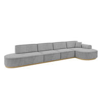 ECKSOFA Ottomane Rechts MARI-L3-v2 - 413x171x83 cm Grau Velours - Grau, Holzwerkstoff/Textil (171/413cm) - ALTDECOR