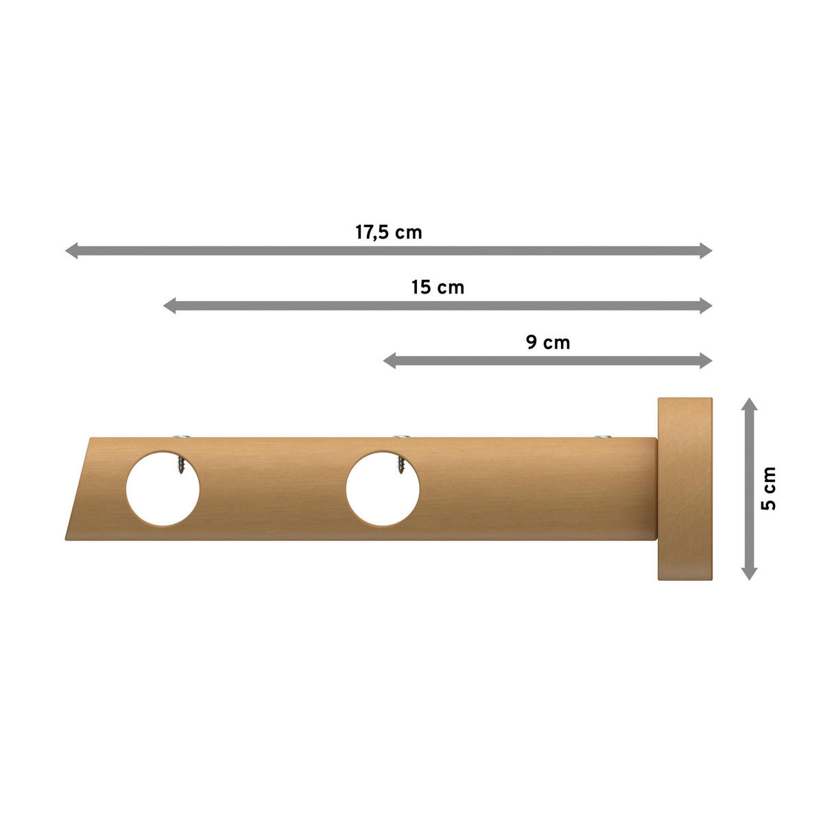 TRÄGER FÜR GARDINENSTANGEN 20 mm Ø, Talena 2-läufig, Buche - Buchefarben, Holz (18/5.3/5.3cm) - INTERDECO
