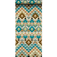 XXL-VLIESTAPETE Aztek-Motiv 50 x 900 cm - Blau, Papier (50/900cm) - ESTAhome