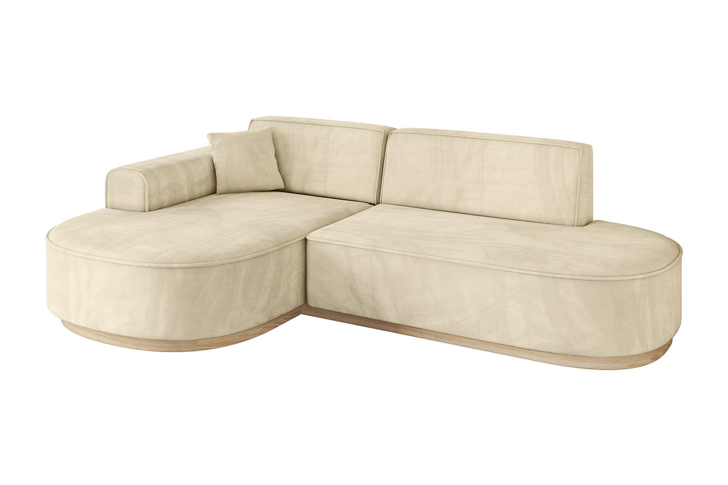 ECKSOFA Ottomane Links MARI-L1-v1 - 243x171x83 cm Beige Velours - Beige, Holzwerkstoff/Textil (243/171cm) - ALTDECOR