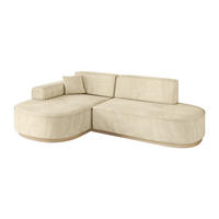 ECKSOFA Ottomane Links MARI-L1-v1 - 243x171x83 cm Beige Velours - Beige, Holzwerkstoff/Textil (243/171cm) - ALTDECOR