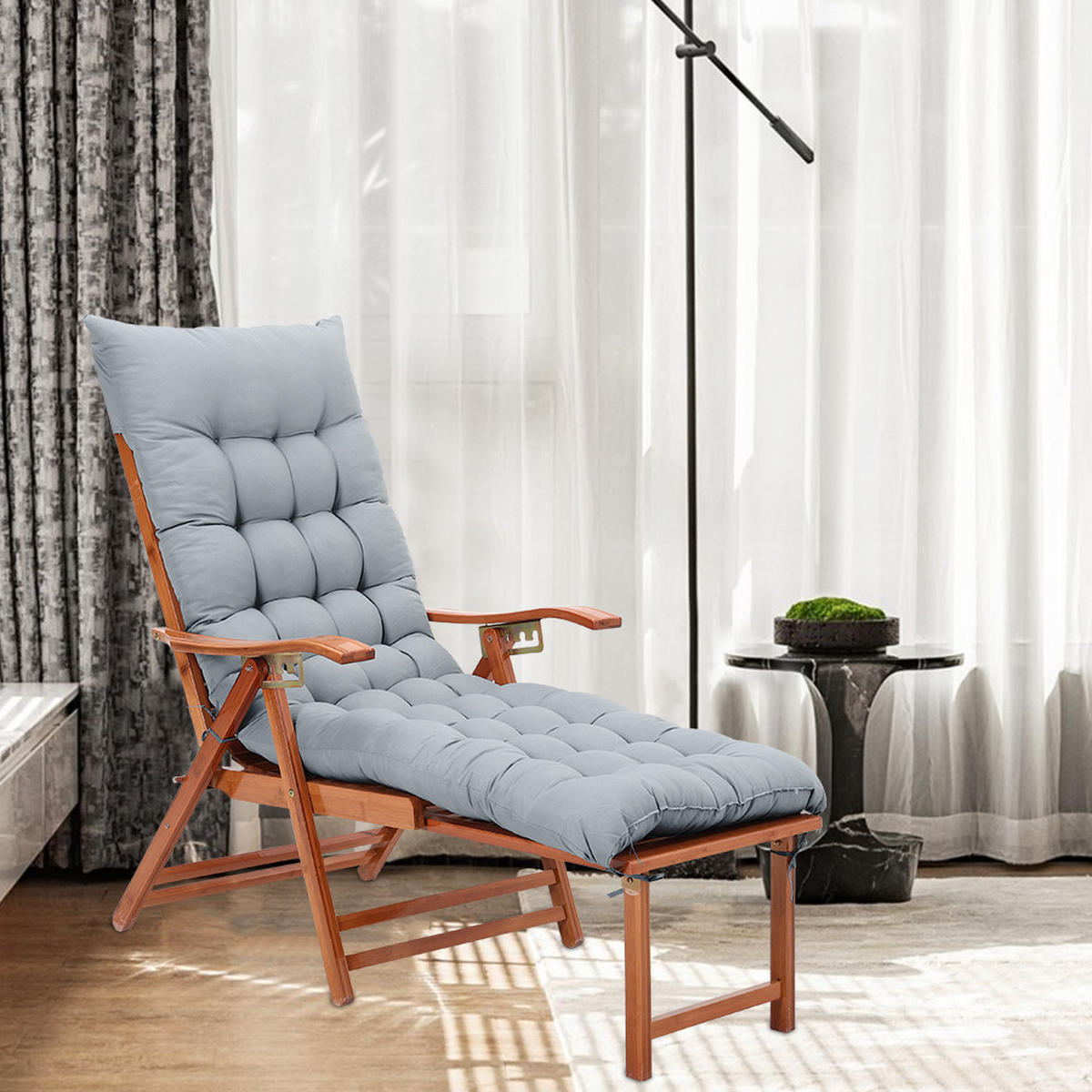 SONNENLIEGENAUFLAGE für Garten- und Terrassenstühle aus Polyester Schaumstoff in Grau 160 cm B x 50 cm - Grau, Textil (50/160cm) - Livingandhome