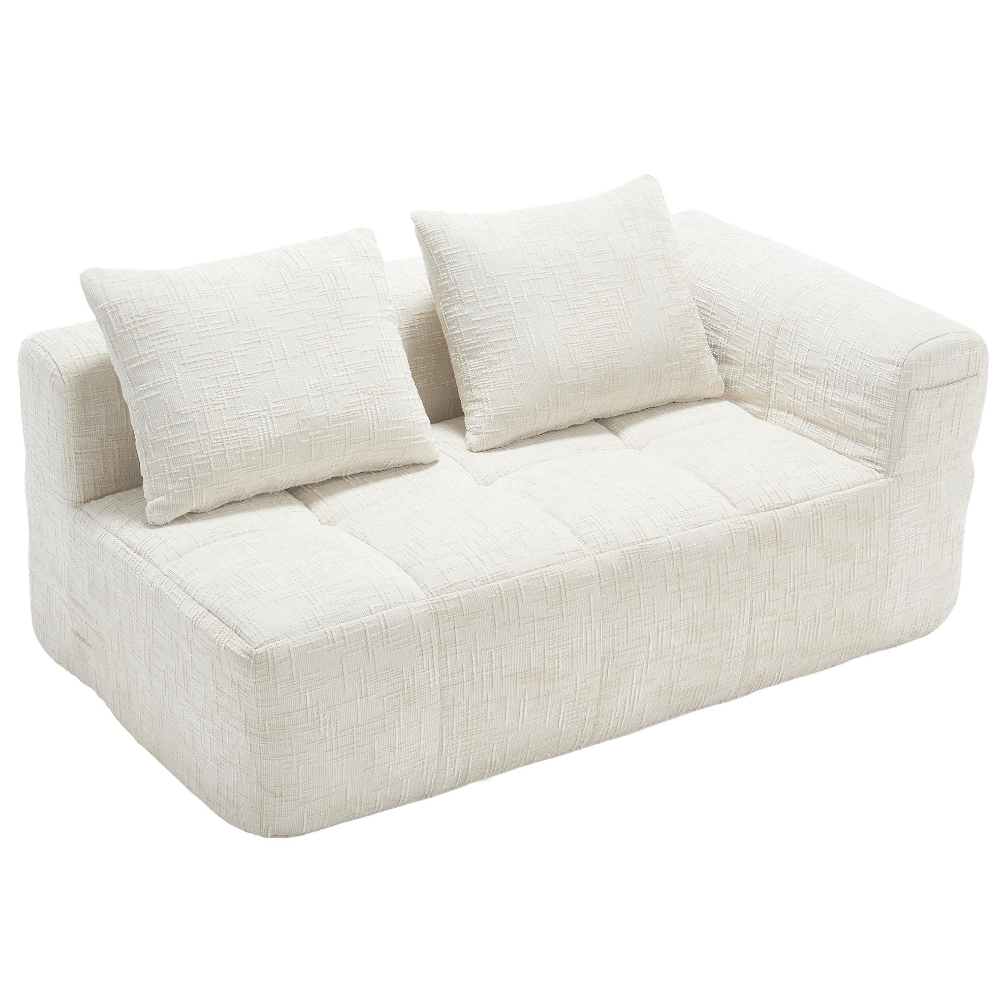 SOFA od ženila, 158/90/60 cm bež, s bočnim džepovima i jastukom - bež, tekstil (60/160/90cm) - BEAOK