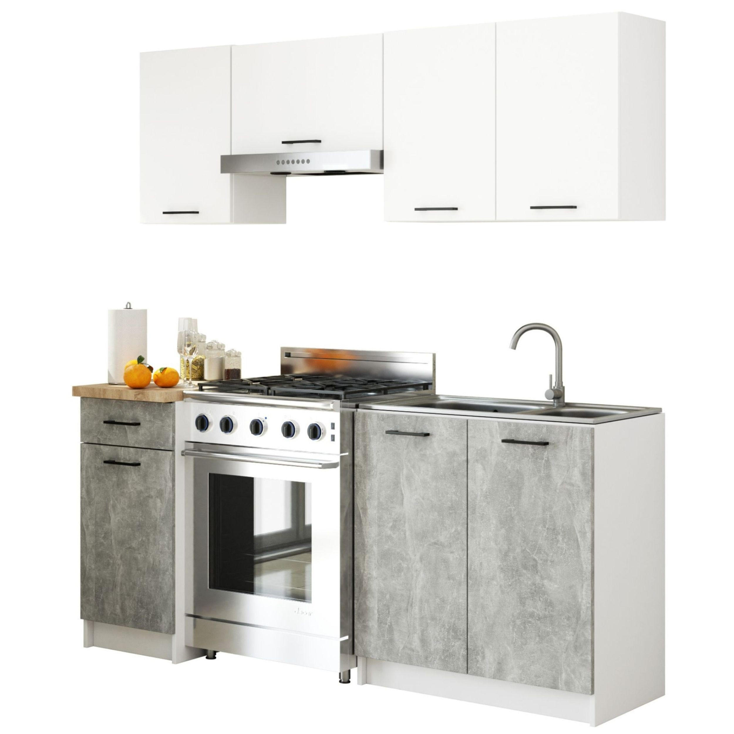 Akord Küchenmöbel-Set Weiß, Grau 180x203x46 cm