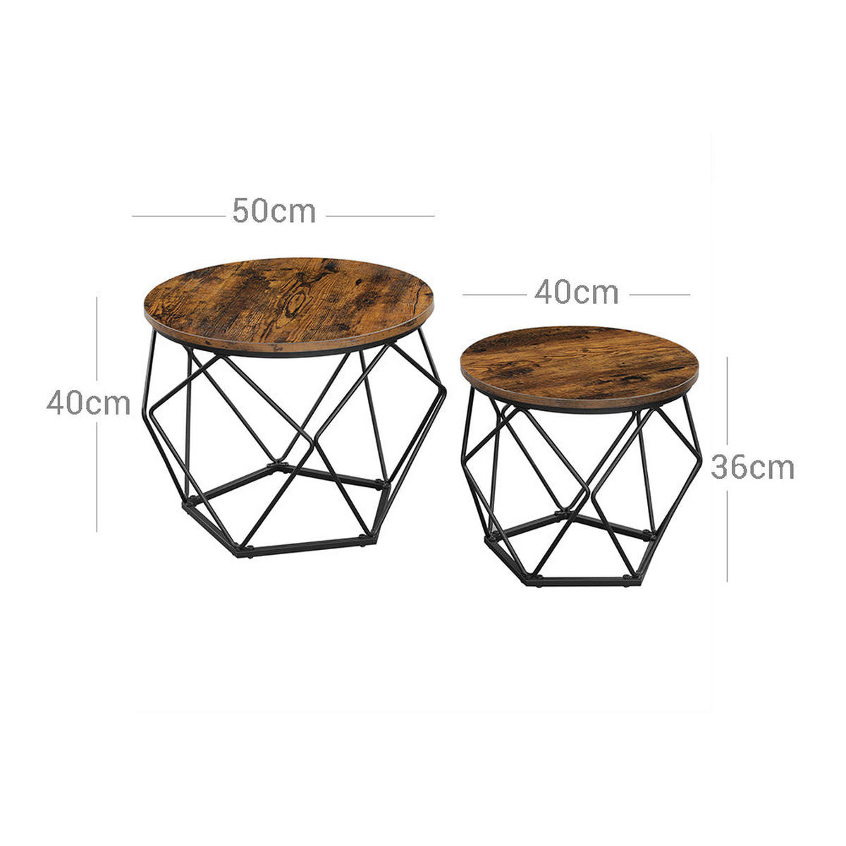 COUCHTISCH 2ER-SET - Braun, Holzwerkstoff (50/50/40cm) - Hansiro