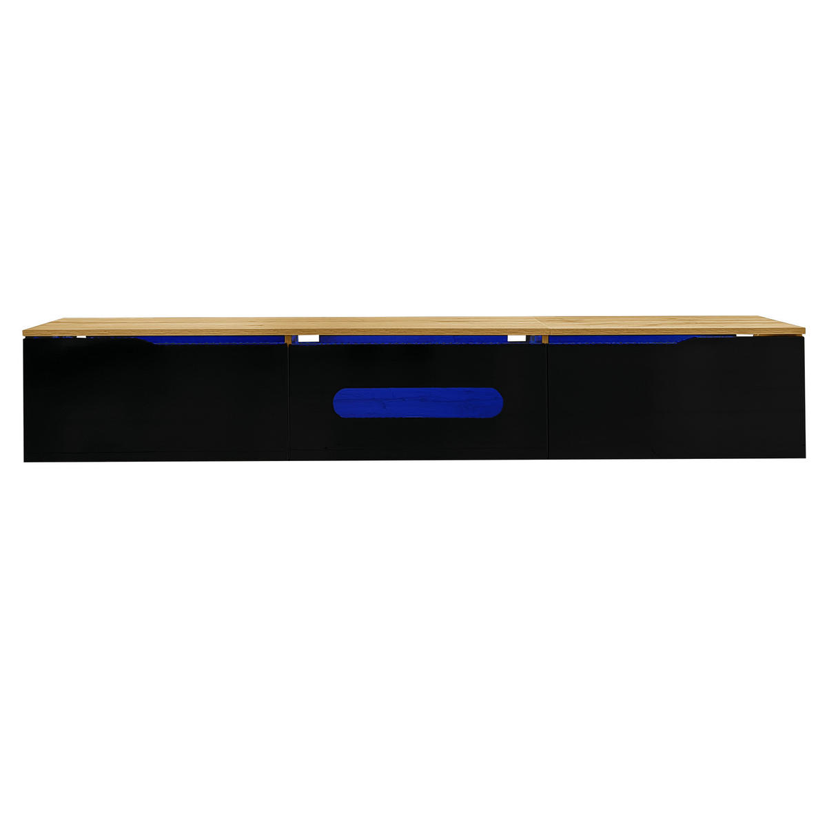 LOWBOARD 180/35/30 cm Schwarz/Holzfarben aus MDF und Spanplatte wandmontierbar - Schwarz, Holzwerkstoff (35/30/180cm) - OKMYHOME