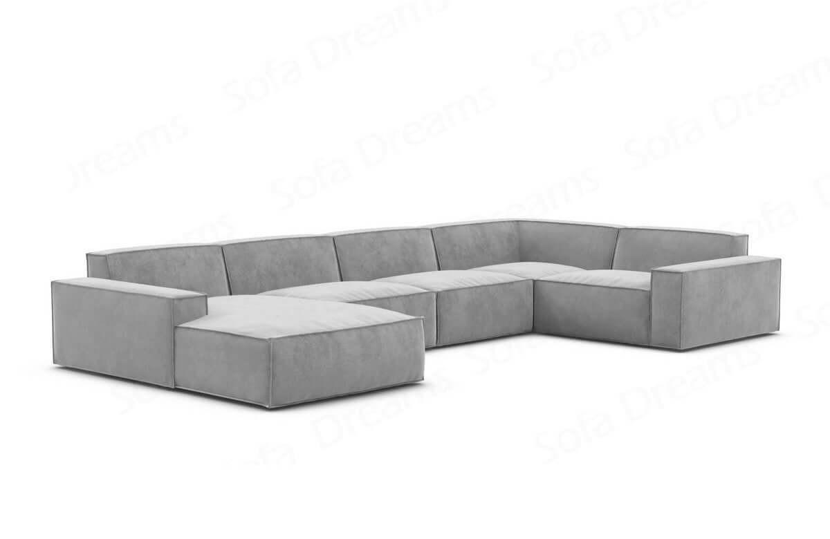 WOHNLANDSCHAFT Beluga Hellgrau Samtstoff - Hellgrau, Kunststoff (313/73/181cm)