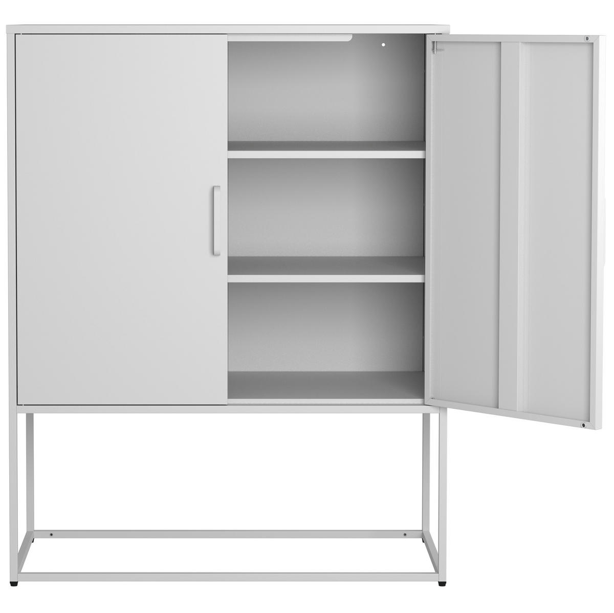 HIGHBOARD 85/40/109 cm in Weiß aus Metall mit 2 Türen & viel Stauraum - Weiß, Metall (85/109/40cm) - BEAOK
