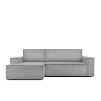 ECKSCHLAFSOFA-LINKS NAPI in Pet Friendly Cord-Stoff, hellgrau - Hellgrau/Schwarz, Textil (262/148cm) - KONSIMO®