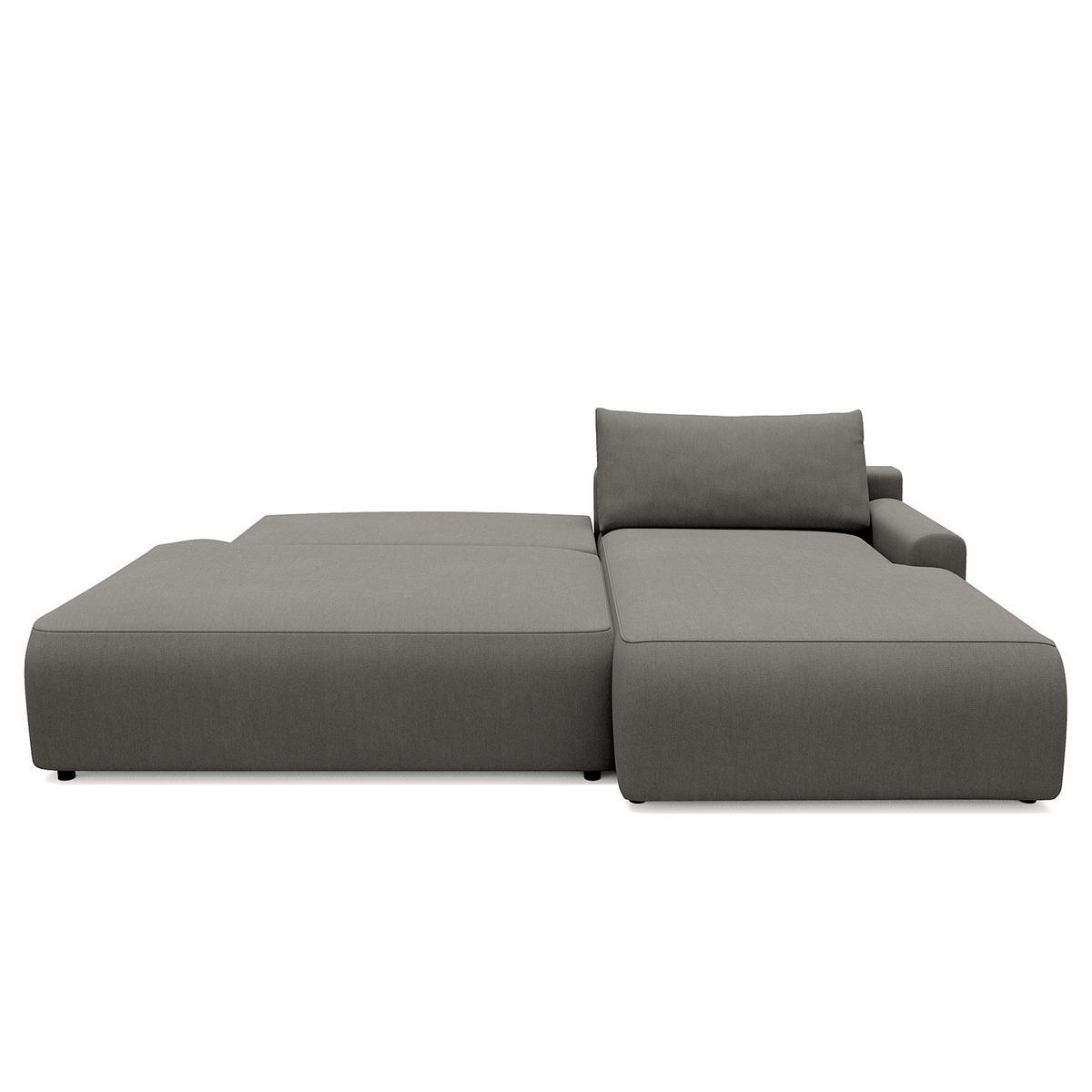 ECKSOFA mit Schlaffunktion - Longchair - Dunkelgrau/Schwarz, Kunststoff/Textil (253/167cm) - home24